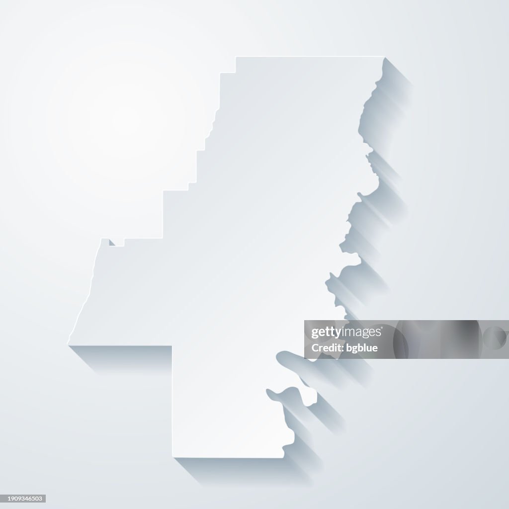 Whitfield County, Georgia. Map with paper cut effect on blank background