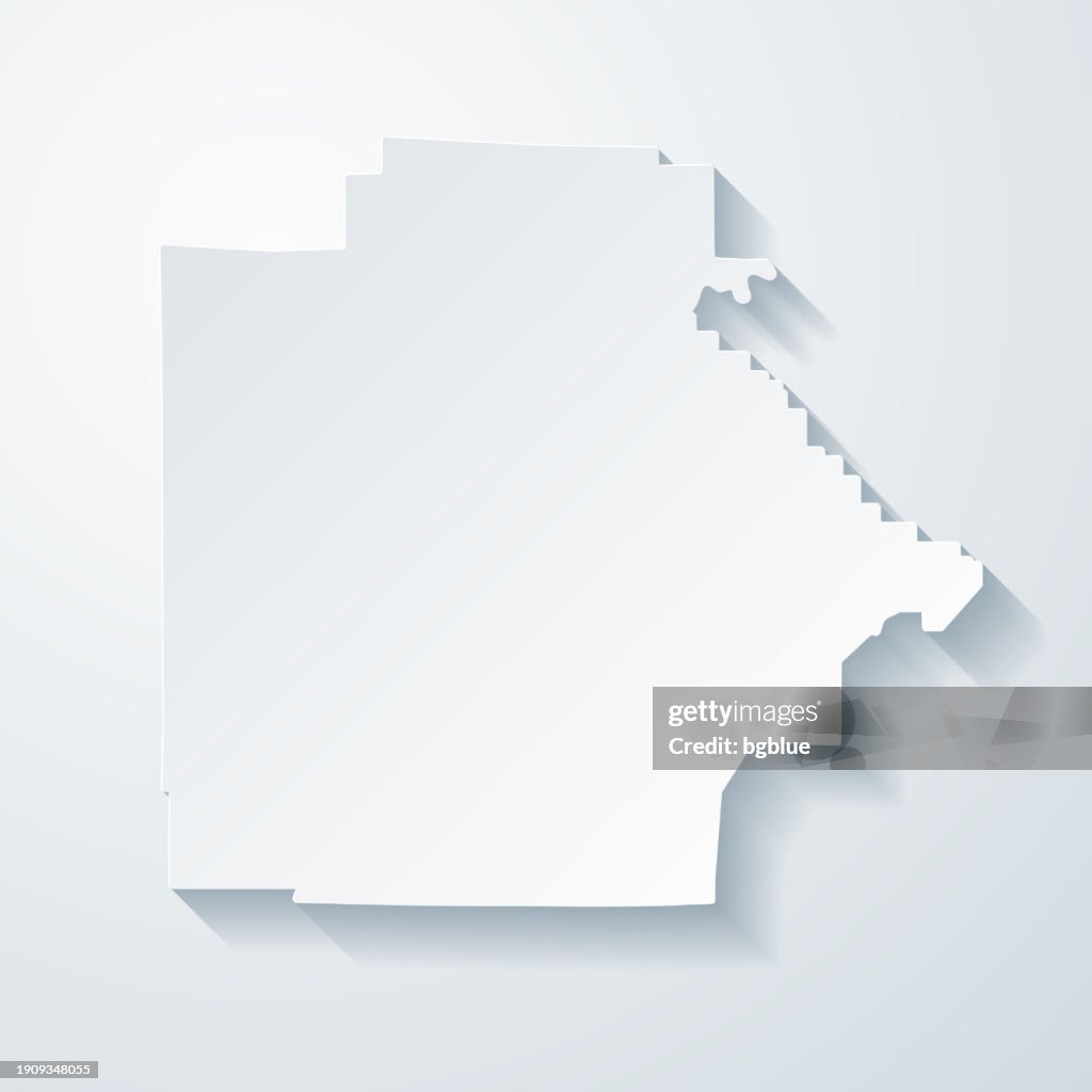 Tuscaloosa County, Alabama. Map with paper cut effect on blank background