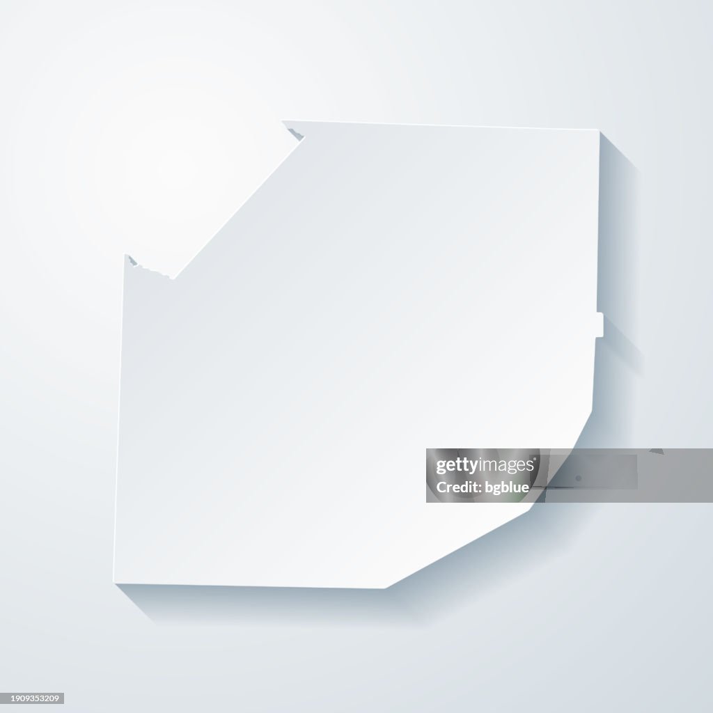 Madison County, Tennessee. Map with paper cut effect on blank background