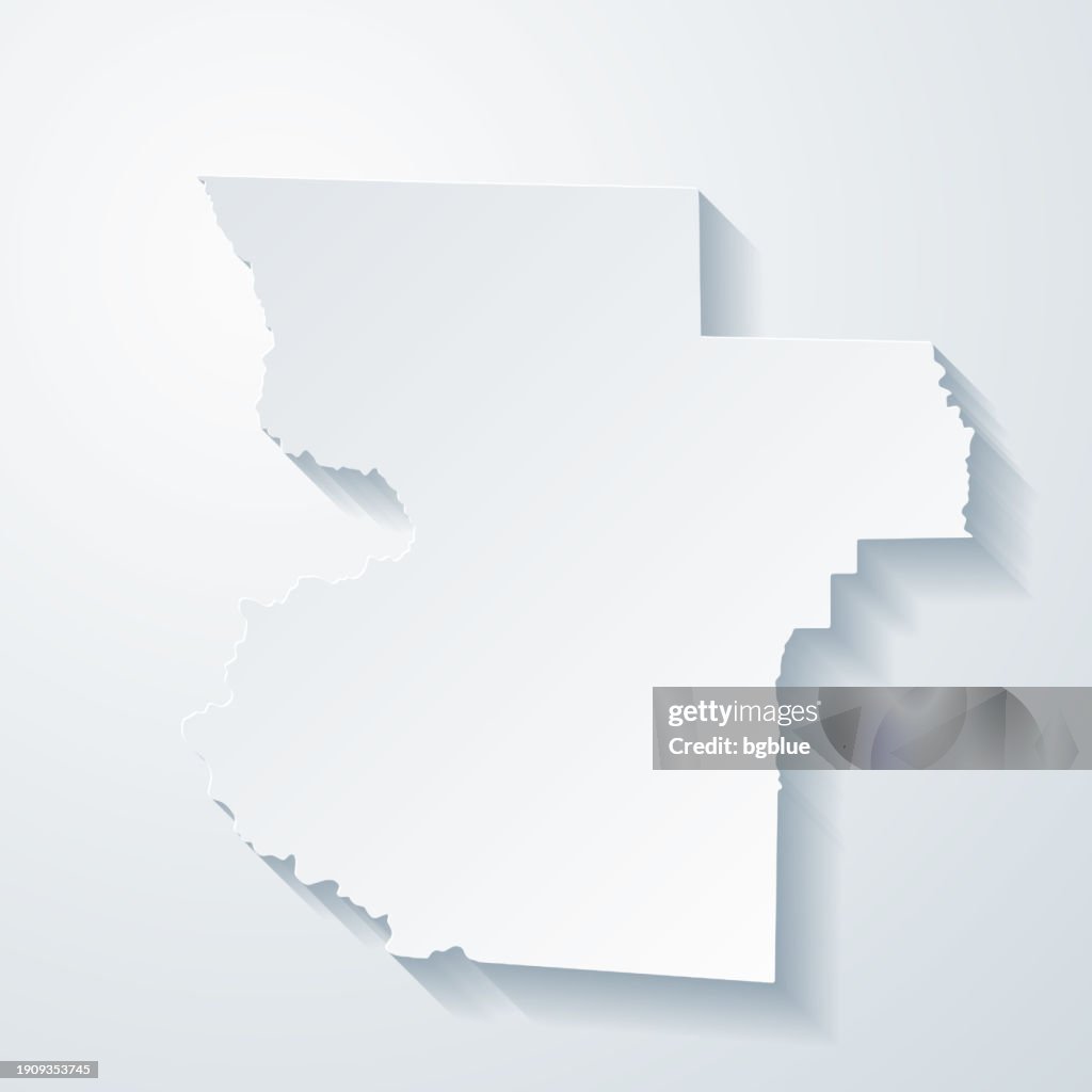 Lowndes County, Georgia. Map with paper cut effect on blank background