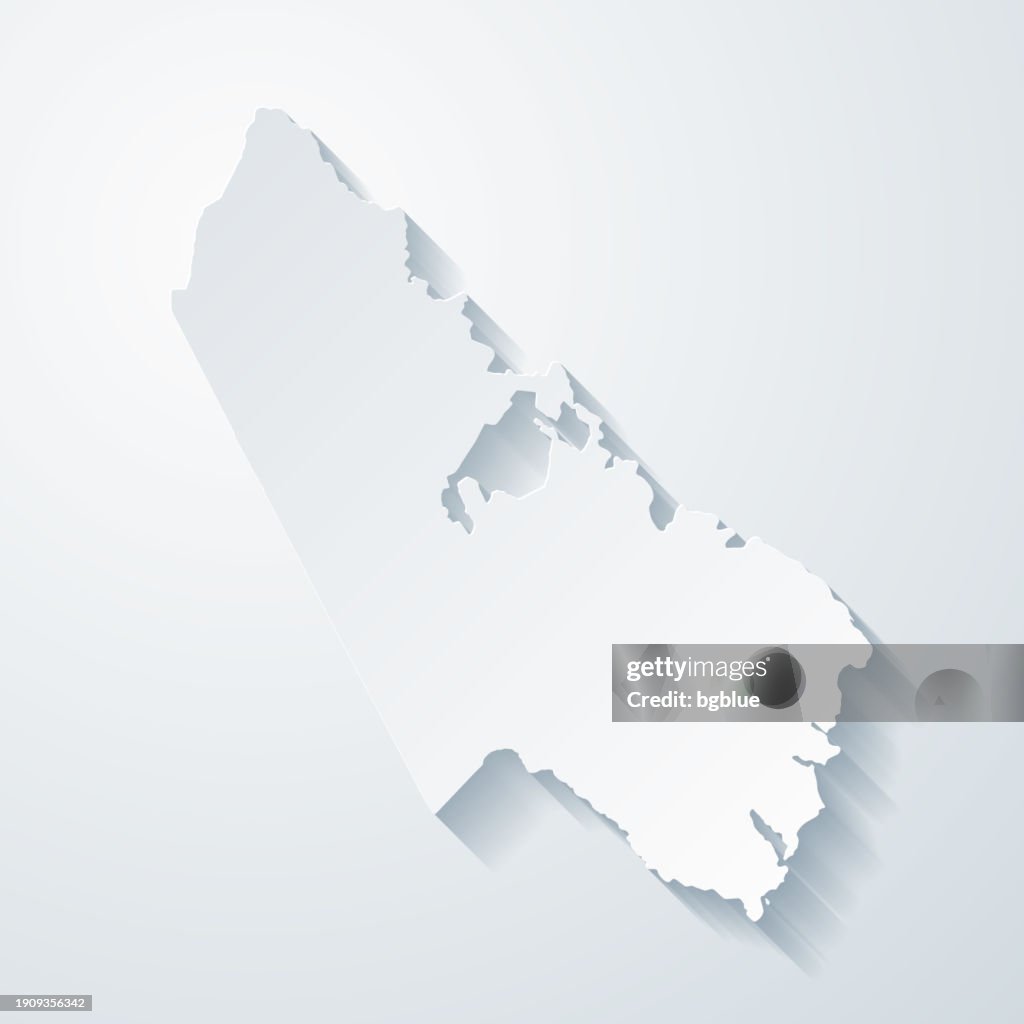 Prince William County, Virginia. Map with paper cut effect on blank background