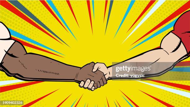 vector pop art handshake stock illustration - gladiator stock illustrations