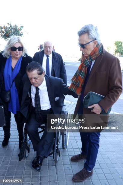 Vicente Ruiz 'El Soro' and Jose Ortega Cano arrive at the Servisa morgue on the day of Paco Arevalo's funeral, January 5 in Valencia, Valencia,...