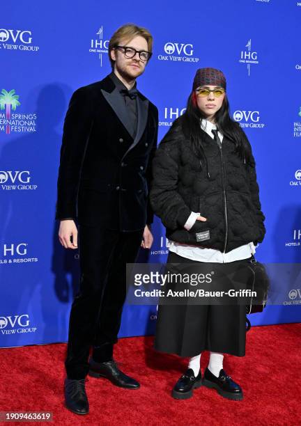 And Billie Eilish attend the 2024 Palm Springs International Film Festival Film Awards at Palm Springs Convention Center on January 04, 2024 in Palm...