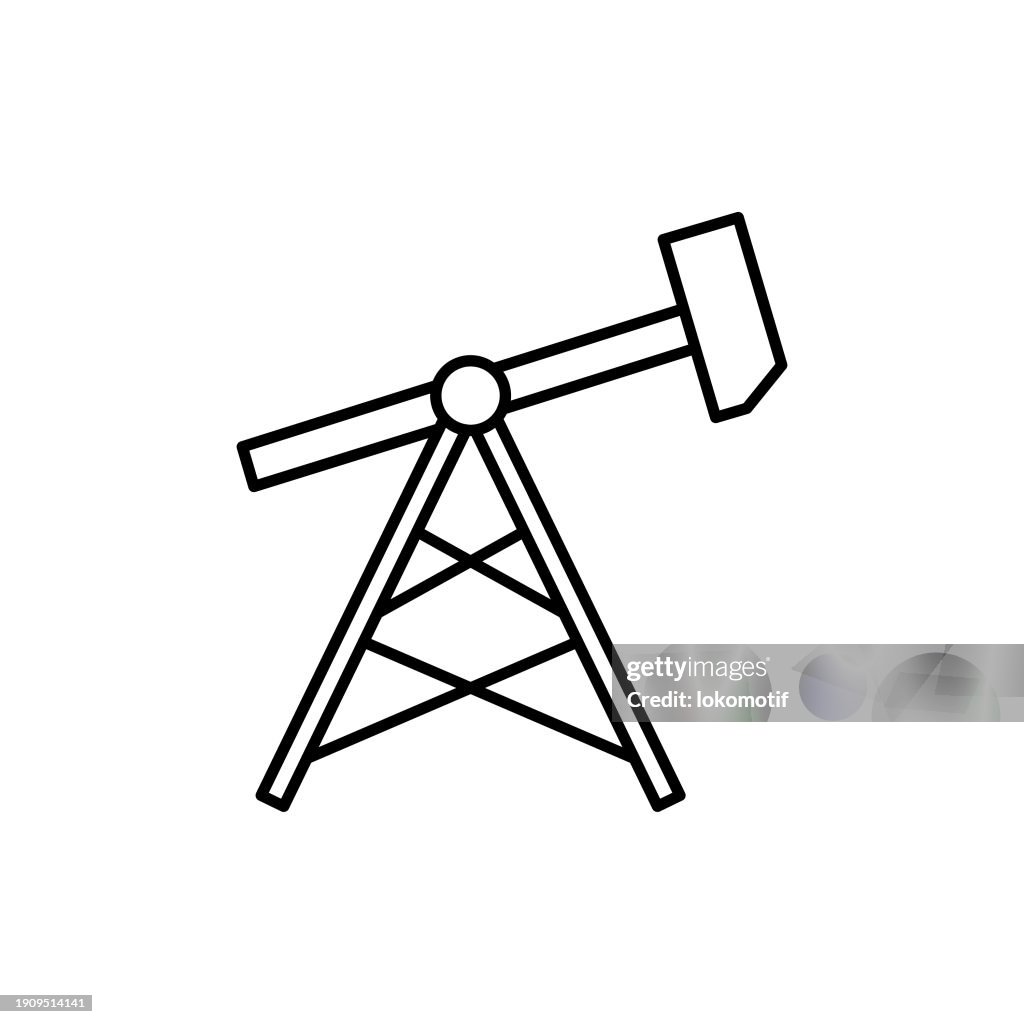 Oil-Well Line Icon with Editable Stroke. The Icon is suitable for web design, mobile apps, UI, UX, and GUI design.