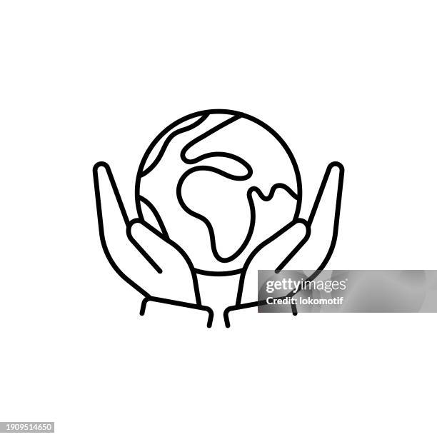 save the planet line icon with editable stroke. the icon is suitable for web design, mobile apps, ui, ux, and gui design. - naturalist stock illustrations