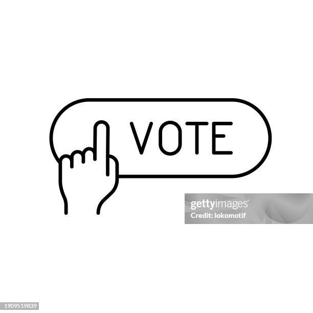 digital election line icon with editable stroke. the icon is suitable for web design, mobile apps, ui, ux, and gui design. - electronic voting machine stock illustrations