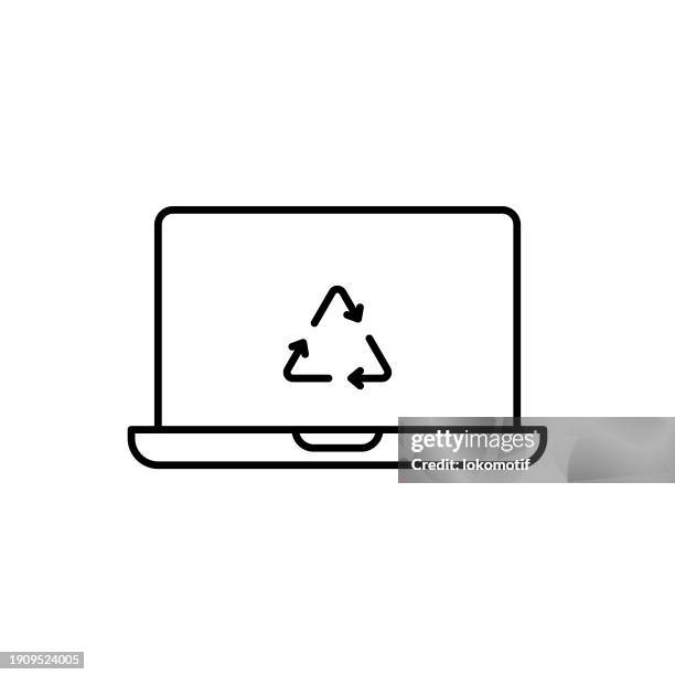 electronic waste recycling line icon with editable stroke. the icon is suitable for web design, mobile apps, ui, ux, and gui design. - garbage pile stock illustrations