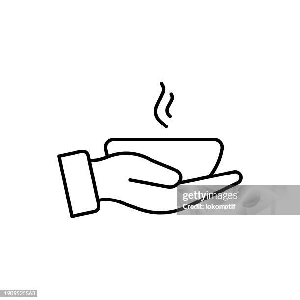 ilustraciones, imágenes clip art, dibujos animados e iconos de stock de icono de línea de inseguridad alimentaria con trazo editable. el icono es adecuado para el diseño web, las aplicaciones móviles, la interfaz de usuario, la experiencia de usuario y el diseño de la interfaz gráfica de usuario. - cuenco