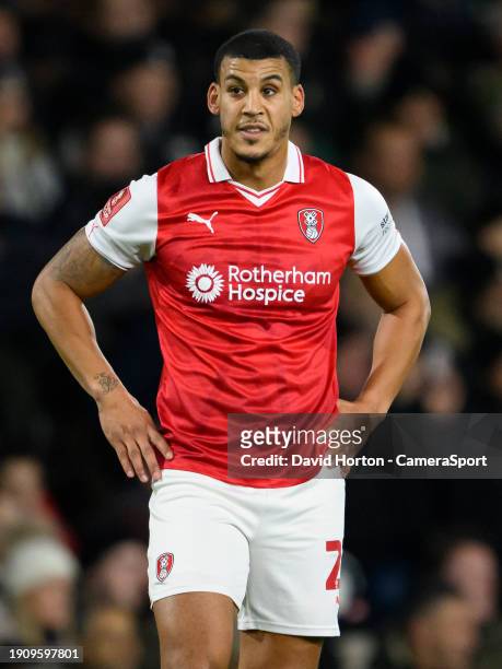 Rotherham United's Lee Peltier during the Emirates FA Cup Third Round match between Fulham and Rotherham United at Craven Cottage on January 5, 2024...