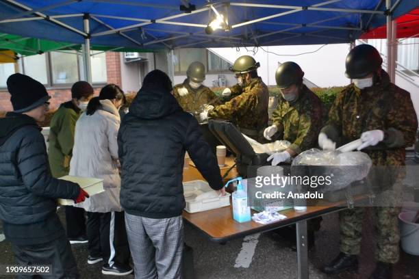 Japan Self-Defense Forces provide food, medical, and material support to the people in the region of the Noto Peninsula affected by the earthquake on...