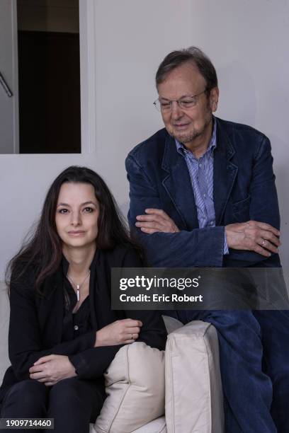 écrivain français Armand Abecassis et sa fille Eliette Abecassis, romancière, réalisatrice et scénariste, 2012.