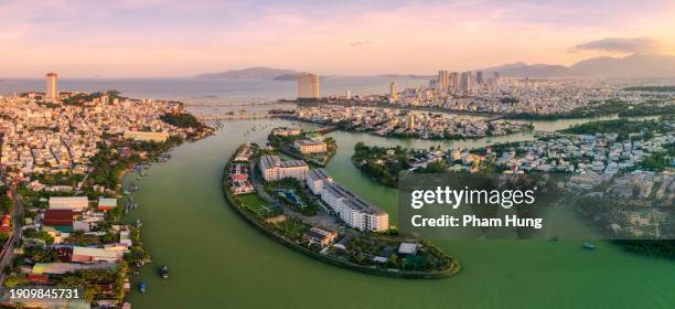 cai river front in nha trang city - southeast asia stock pictures, royalty-free photos & images