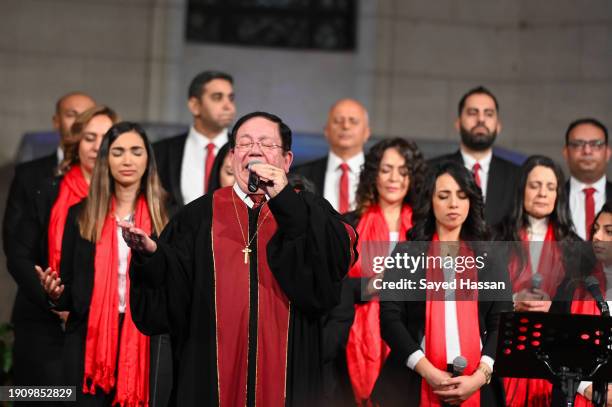 Christians celebrate Christmas Mass at Qasr Al-Doubara Church on January 5, 2024 in Cairo, Egypt.
