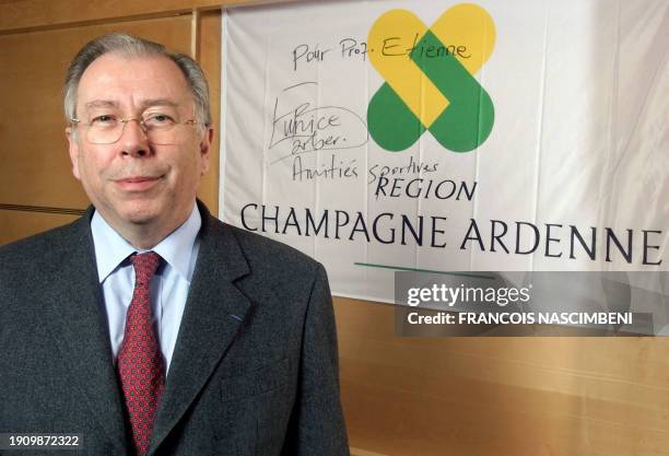 Le président sortant du Conseil Régional de Champagne-Ardenne et candidat UMP aux élections régionales de mars 2004, Jean-Claude Etienne pose le 22...