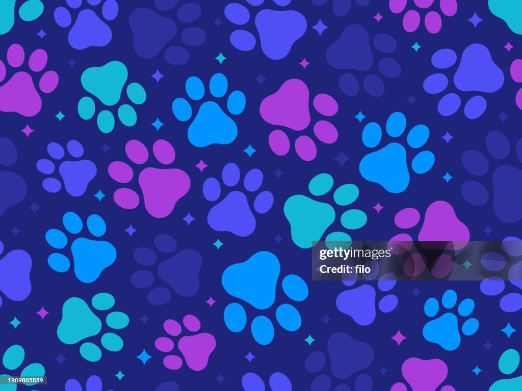 Mascotas Gato Y Perro Animal Sin Costuras Huella De Patas Fondo Tema