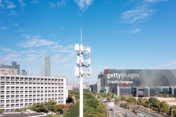 city 5g signal tower - xiamen stock pictures, royalty-free photos & images