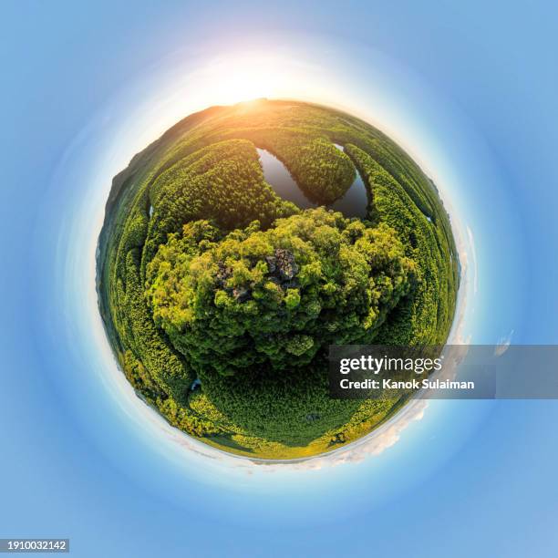 little planet effect from aerial - 360 globe stockfoto's en -beelden