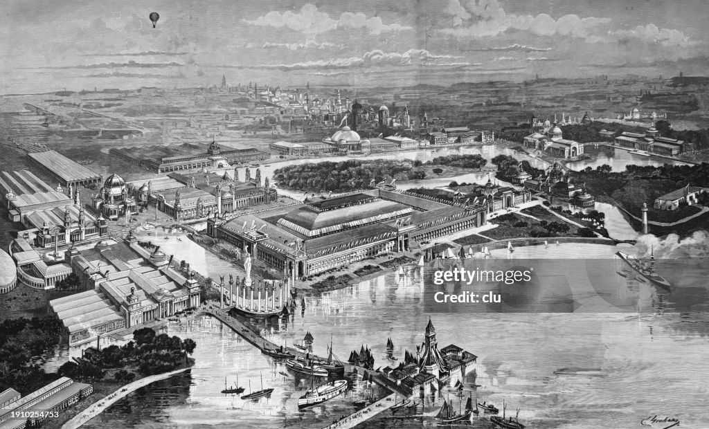 The facilities for the Columbian exhibition in Chicago, aerial view