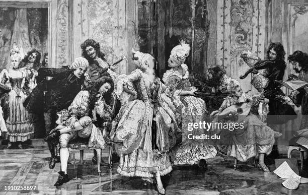 ilustraciones, imágenes clip art, dibujos animados e iconos de stock de danza menuett, francia - louis xiv de francia