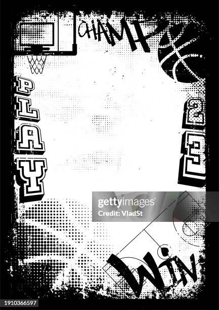 basketball streetball graffiti frame border grunge urban background - streetball stock illustrations