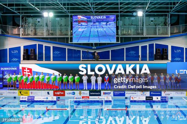 Line up teams Sloveniia and Slovakia with Dani Baco of Slovakia, Samuel Balaz of Slovakia, Filip Balogh of Slovakia, Tomas Bielik of Slovakia, Matej...