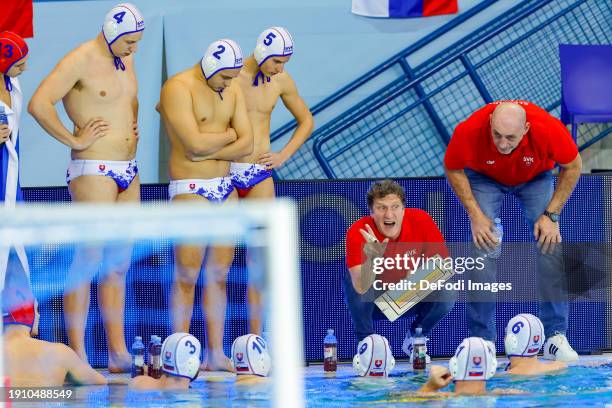 Time out Slovakia with head coach Roman Polacik of Slovakia, Milan Matejka of Slovakia, Robert Kaid of Slovakia, Dani Baco of Slovakia, Adam Furman...