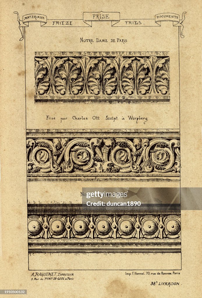 Architectural Frieze, History of architecture, decoration and design, art, French, Victorian, 19th Century