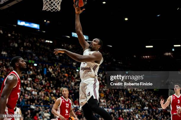 Serge Ibaka of FC Bayern Munich in action during the Turkish Airlines EuroLeague Regular Season Round 19 match between EA7 Emporio Armani Milan and...