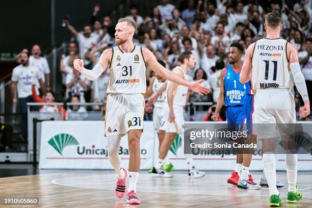 Dzanan Musa of Real Madrid reacts during the Turkish Airlines EuroLeague Regular Season Round 19 match between between Real Madrid and Anadolu Efes...