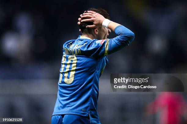 Francisco Conceicao of FC Porto looks dejected during the Liga Portugal Bwin match between Boavista and FC Porto at Estadio do Bessa on January 05,...