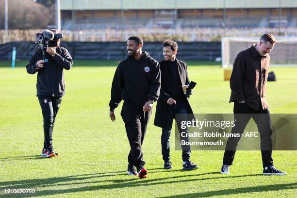 Bournemouth investor Michael B Jordan watches from the side lines during a training session at Vitality Stadium on January 05, 2024 in Bournemouth,...