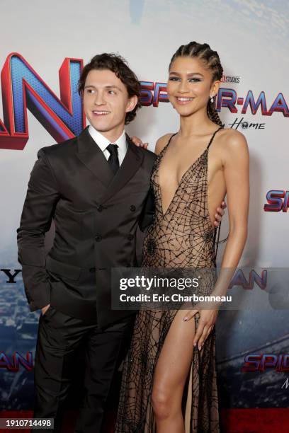 Los Angeles, CA Ð Dec. 13, 2021: Tom Holland and Zendaya attend the World Premiere of Columbia Pictures SPIDER-MAN: NO WAY HOME at the Regency...