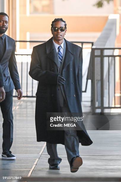 Rocky is seen leaving the Clara Shortridge Foltz Criminal Justice Center after a hearing for his assault with a semi-automatic firearm case on...