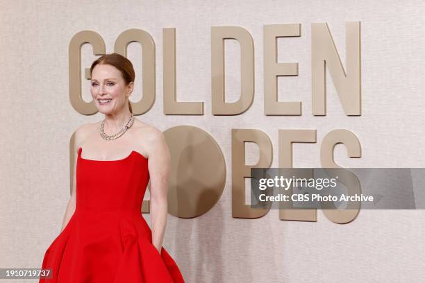 Julianne Moore arrives on the red carpet at the 81st Annual Golden Globe Awards, airing live from the Beverly Hilton in Beverly Hills, California on...