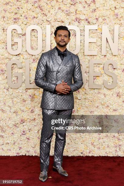 Utkarsh Ambudkar arrives on the red carpet at the 81st Annual Golden Globe Awards, airing live from the Beverly Hilton in Beverly Hills, California...