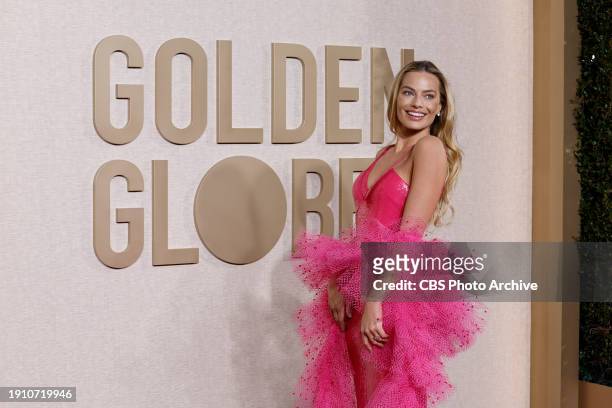 Margot Robbie arrives on the red carpet at the 81st Annual Golden Globe Awards, airing live from the Beverly Hilton in Beverly Hills, California on...