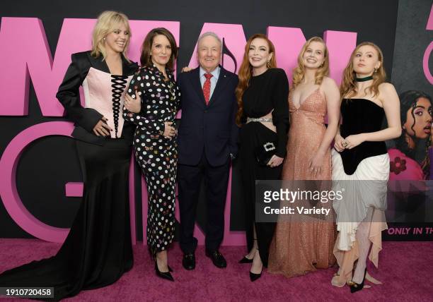Reneé Rapp, Tina Fey, Lorne Michaels, Lindsay Lohan, Angourie Rice and Bebe Wood at the premiere of "Mean Girls" held at AMC Lincoln Square on...
