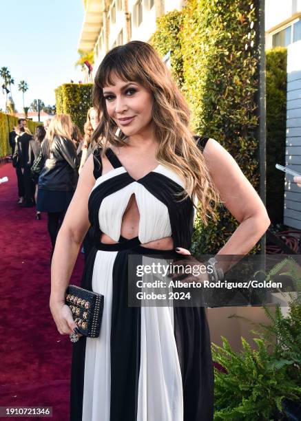 Alyssa Milano at the 81st Golden Globe Awards held at the Beverly Hilton Hotel on January 7, 2024 in Beverly Hills, California.