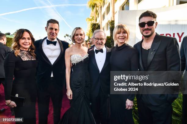 Kristie Macoscko Krieger, Josh Singer, Carey Mulligan, Steven Spielberg, Kate Capshaw and Marcus Mumford at the 81st Golden Globe Awards held at the...