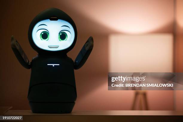 The Moxie Robot from Embodied, Inc., which will be updated with AI, is seen in selfie mode during a demonstration at the Venetian Resort during the...