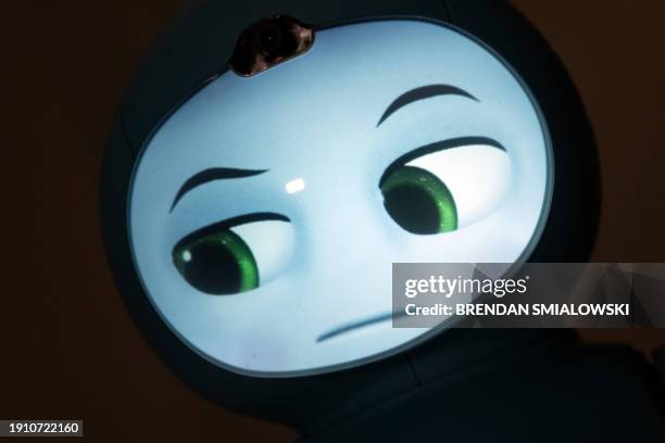 The Moxie Robot from Embodied, Inc., which will be updated with AI, is seen during a demonstration at the Venetian Resort during the Consumer...