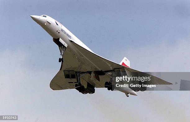 British Airways Concorde takes off from Heathrow airport July 17, 2001 in London, United Kingdom. British Airways and Air France announced April 10,...