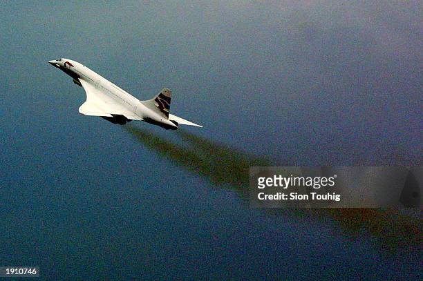 British Airways Concorde takes off from Heathrow airport July 17, 2001 in London, United Kingdom. British Airways and Air France announced April 10,...