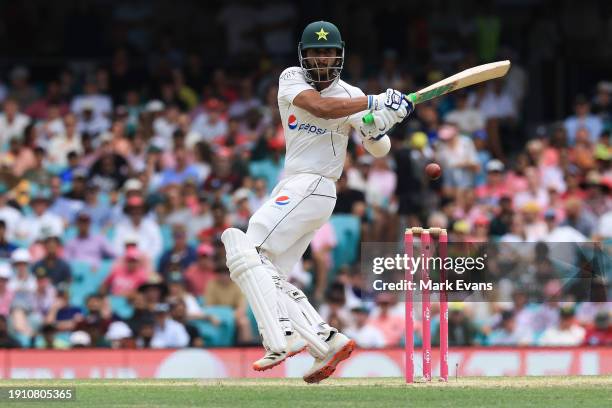 Hasan Ali of Pakistan bats during day four of the Men's Third Test Match in the series between Australia and Pakistan at Sydney Cricket Ground on...