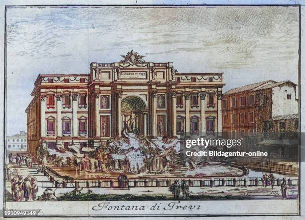 Trevi Fountain, Trevibrunnen, Rom, Italien, aus Acurata, Topographic and historical description of Modern Rome, erschienen 1767, Historisch,...