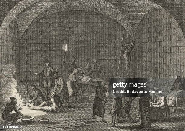 Torture by the Inquisition in the Late Middle Ages, Historical, digitally restored reproduction from a 19th century original.