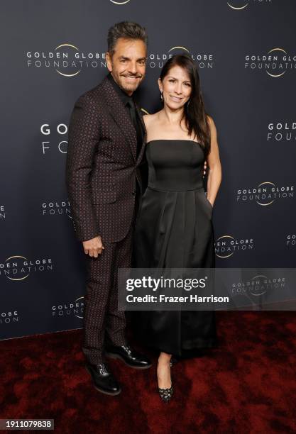 Eugenio Derbez and Alessandra Rosaldo attend the Golden Globe Foundation Dinner hosted by Aja Naomi King and Eva LaRue at The Beverly Hilton on...