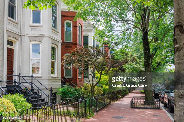 townhouses in capitol hill neighborhood of washington, dc - washington dc street stock pictures, royalty-free photos & images