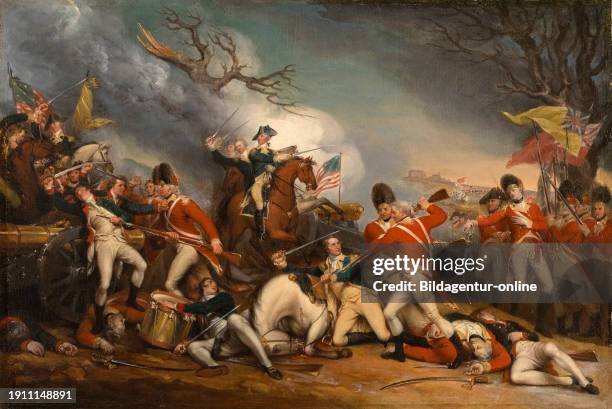 The death of General Mercer at the Battle of Princeton on 3 January 1777, during the American War of Independence, British and Hessian troops under...